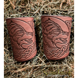 A Pair Leather Bracers Armor Wolves Celtic 